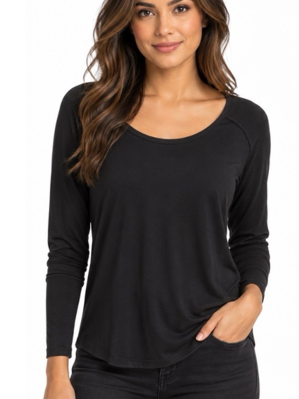 Vince Slim Black Long-Sleeve Crew Neck Top M winter fall layering loungewear